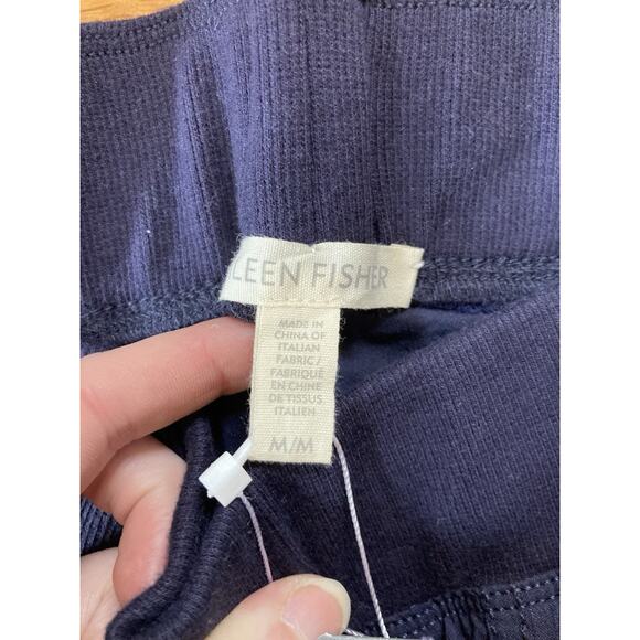 Eileen Fisher Organic Linen Viscose Stretch Cargo Ankle Pant Midnight Blue Med - Picture 2 of 9